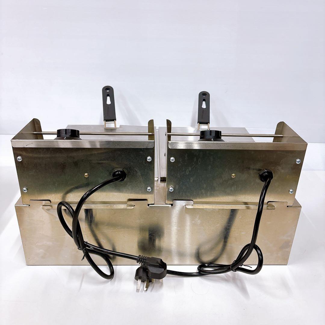 ★新品未使用★電気フライヤー ステンレス製 2槽 ２口 200℃ 業務用 家庭用