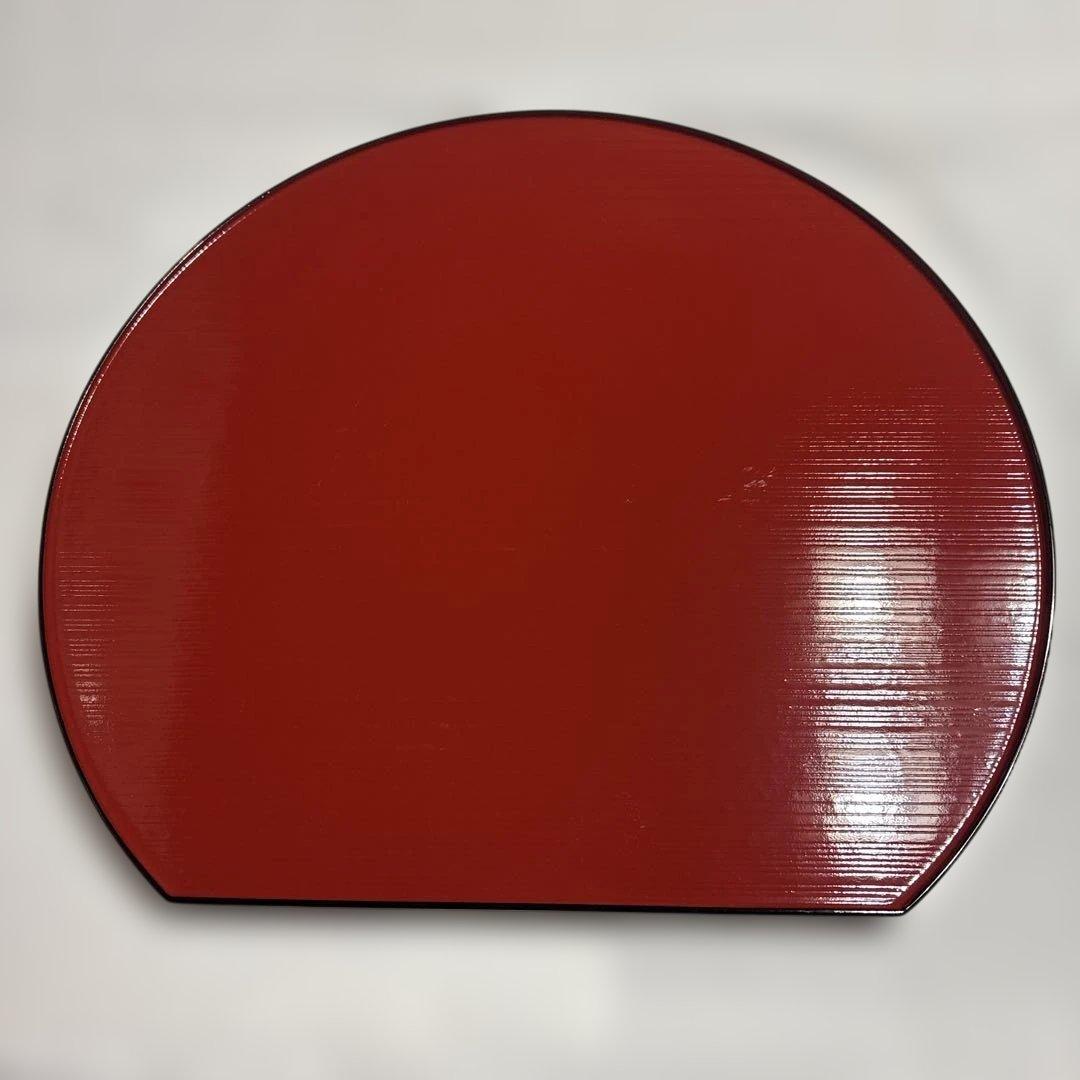 越前塗り　円形ランチョンマット 黒と赤 両面使い5枚セット