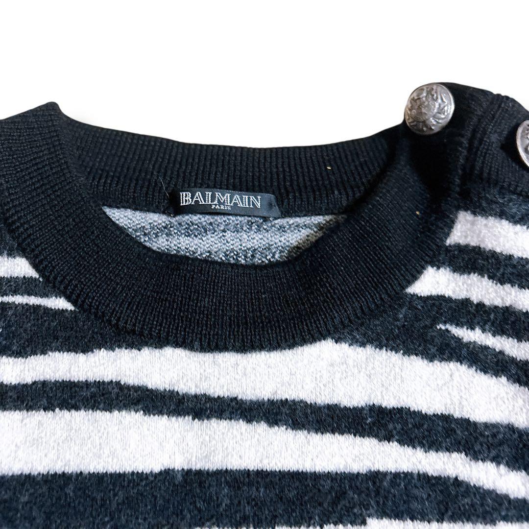 BALMAIN バルマン ゼブラ柄 ニット セーター 黒白 Mサイズ