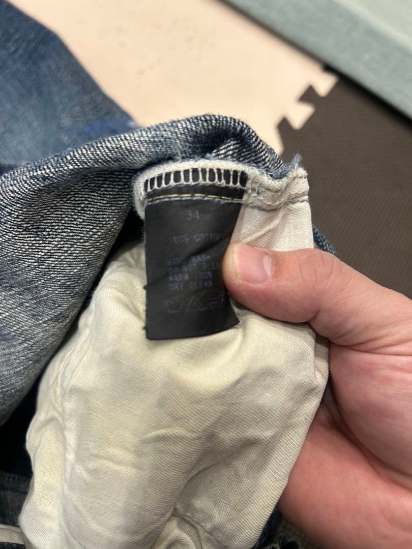 トロフィークロージング　ダブルニーデニムパンツ　w34 エイジング