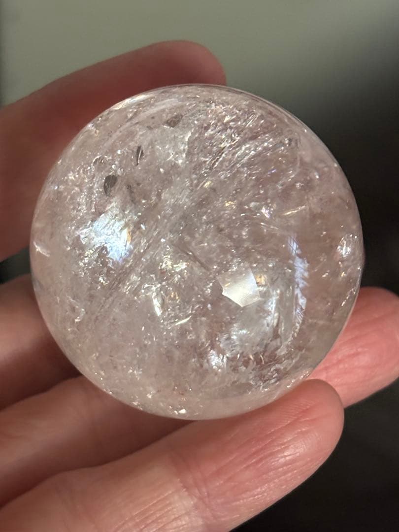 極上　ピンクアゼツライト　スフィア　4.40cm 虹だらけ　天然石