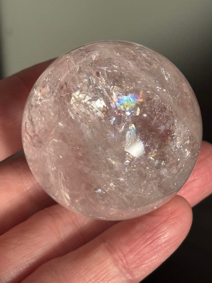 極上　ピンクアゼツライト　スフィア　4.40cm 虹だらけ　天然石