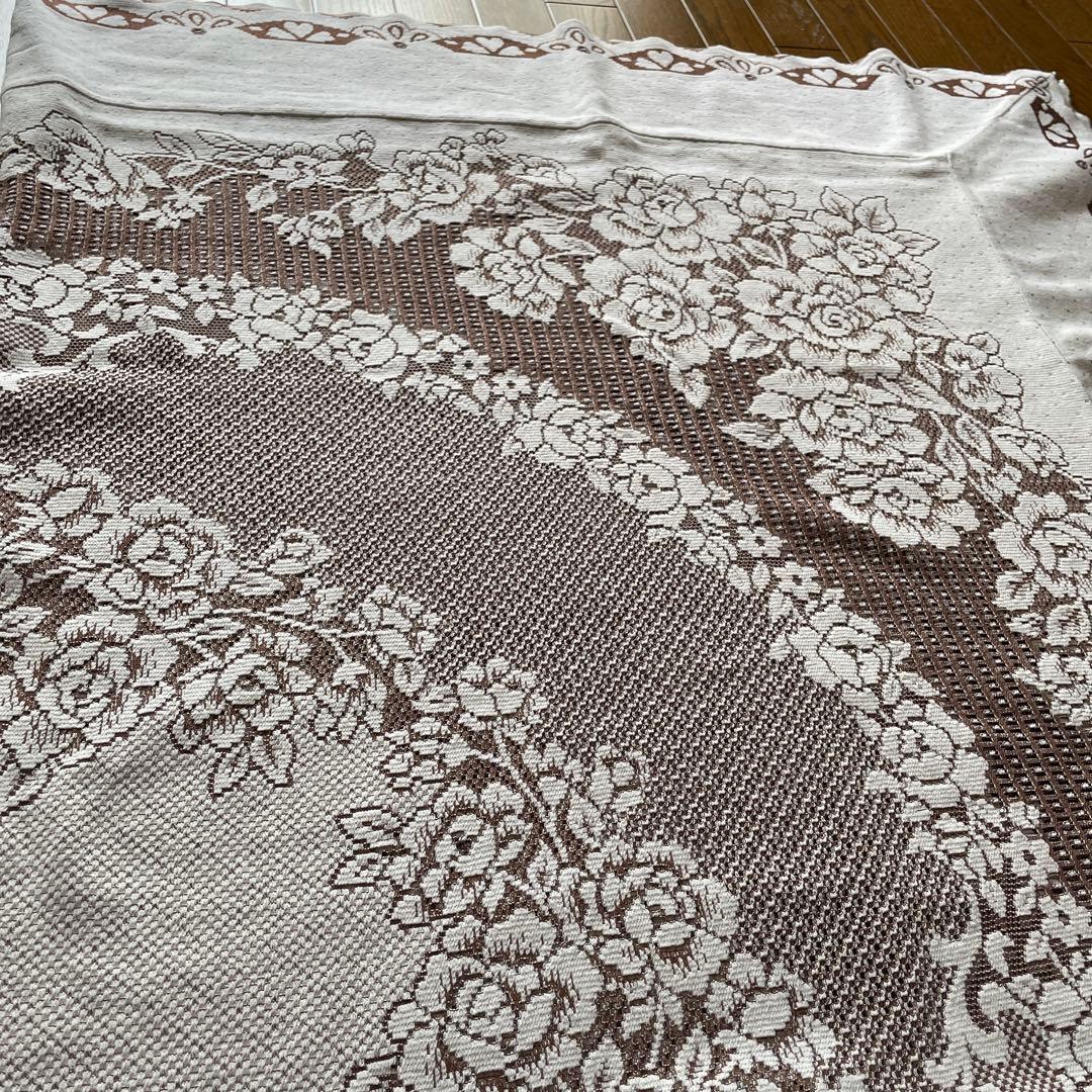 【希少】アンティークレース 200×200 刺繍風 大判 大型 マルチカバー