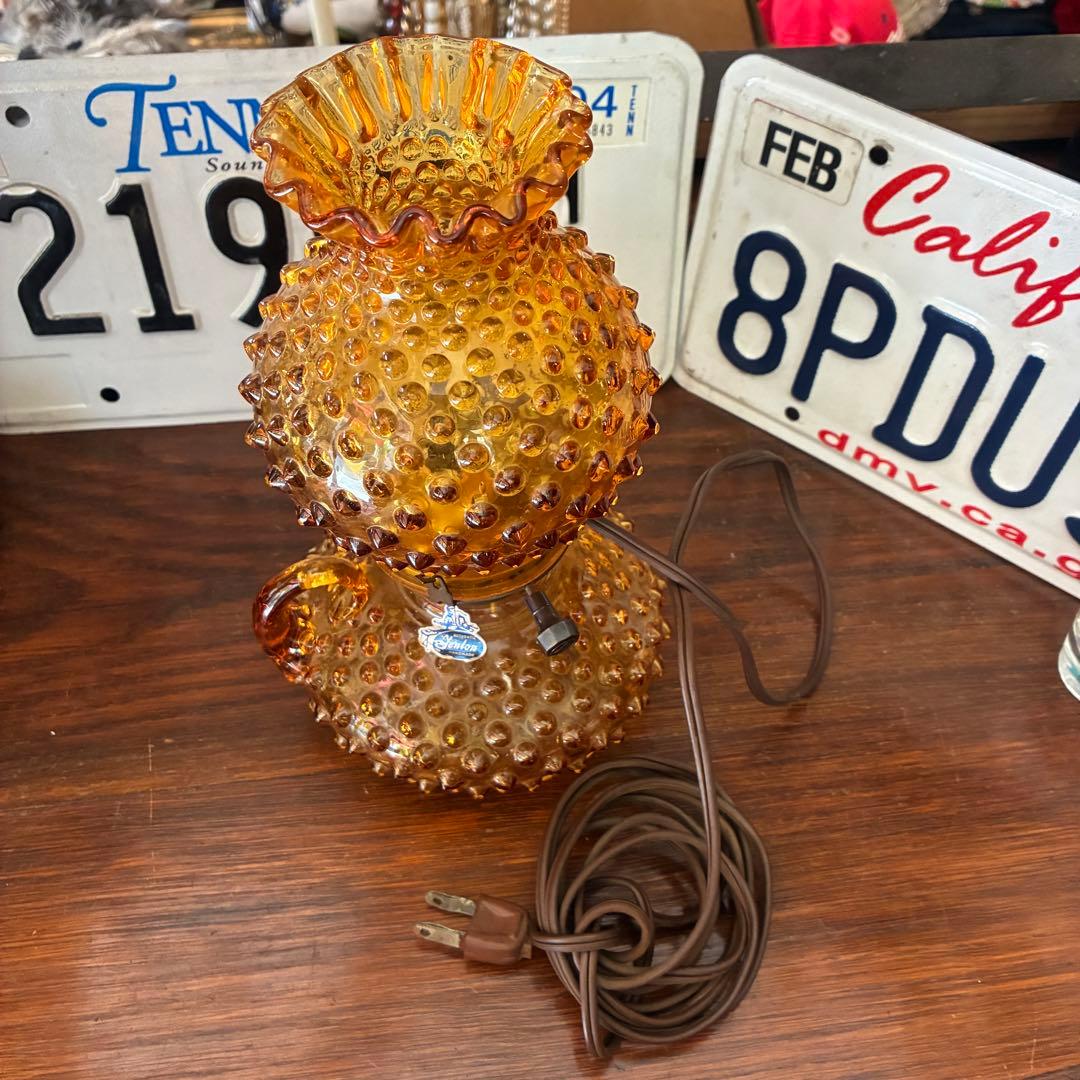 超レア美品！50s〜60sOLD Fentonフェントン社アンバーガラスランプ