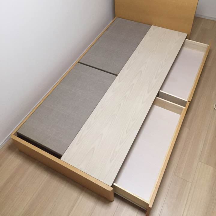 収納付きベッドフレーム(マットレス付き)